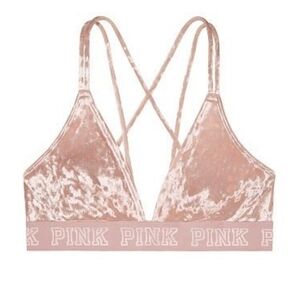 Victoria's Secret Pink Light Pink Velour Strappy Bralette. Size XS